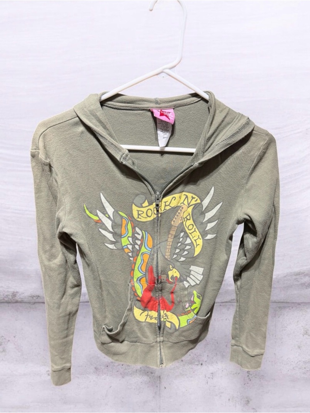Fender Olive Green Rock 'N' Roll Graphic Zip Hoodie